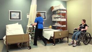 CNA Skill Ambulation with Gait Belt amp Walker to Wheelchair [upl. by Ardnikat]