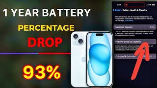 Battery health iPhone 15 after 1 year Battery life of iPhone 15 after 1 year Battery cycle count [upl. by Suoinuj]