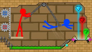 Watergirl and Fireboy Stickman animation Light Temple Diamond Parkour 2 [upl. by Elleon]