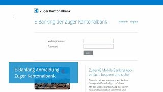 LoginAnmeldung  Zuger Kantonalbank [upl. by Adair]