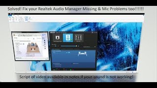 Solved Mic Problems  Realtek HD Audio Manager Missing  Here is the fix [upl. by Adni]