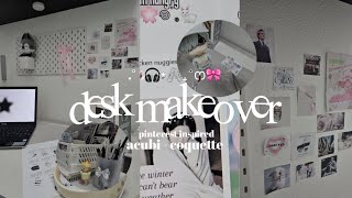 ° ༘🎧⋆🖇₊˚ෆ🎀  desk makeover pinterest inspired  acubi  coquette themed  tojiotto  2nd time [upl. by Jerri]