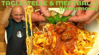 Homemade Pasta with Sicilian Meatballs  Authentic Italian Tomato Ragu [upl. by Emixam]