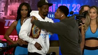 Shakur Stevenson Tries to Grab Jamel Herrings Belt during Faceoff [upl. by Sarajane]