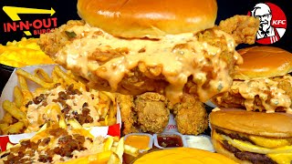 ASMR MUKBANG ANIMAL STYLE INNOUT BURGER KFC CRISPY CHICKEN amp ANIMAL STYLE FRIES  WITH CHEESE [upl. by Assennav]