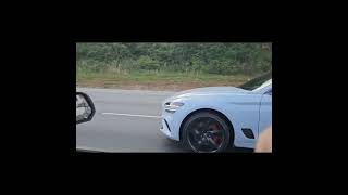 Genesis G70 33T vs Mustang GT350👿 genesis mustangs rollracing kiastinger g70 turbo jb4 race [upl. by Eitsym635]