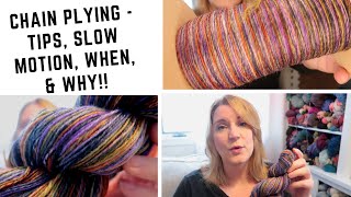 Chain Plying Tips Tricks Why and When Slow Motion  Lets Make Yarn [upl. by Kissner]