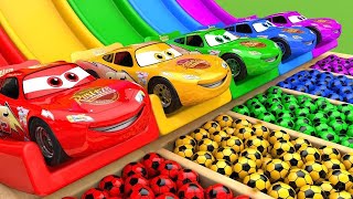 TRANSPORTING PIXAR CARS amp FRUITS WITH COLORED amp JOHN DEERE vs CLAAS vs TRACTORS  BeamNGdrive 982 [upl. by Aissila420]