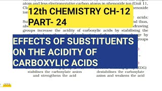 12th Chemistry Ch12Part24Effect of substituents on Acidity of Carboxylic acidsStudy with Farru [upl. by Reinald]