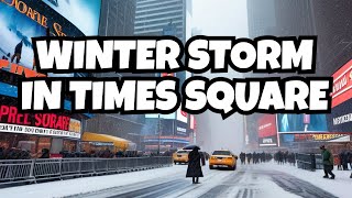 Surviving the Winter Storm in 4K Manhattan Times Square  Feb 2024 [upl. by Herbst]