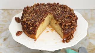 Upside Down Pecan Cake  Sticky Pecan Pie Topped Cake [upl. by Hassin321]