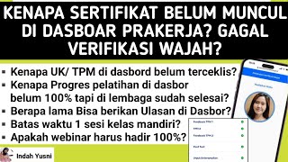 KENAPA SERTIFIKAT BELUM MUNCUL DI DASBORD PRAKERJA  GAGAL VERIFIKASI WAJAH PRAKERJA [upl. by Elbart]