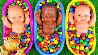 Satisfying Video l Mixing Skittles Candy in 3 BathTubs with Magic MampMs amp Rainbow Slime Cutting ASMR [upl. by Thornton]