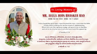 In loving Memory of MrAvula John Bhaskar Rao 18112024  1st memorial service [upl. by Favin]