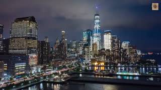 New York City  NYC  at night  USA 🇺🇸  by drone 4K [upl. by Hayyikaz]