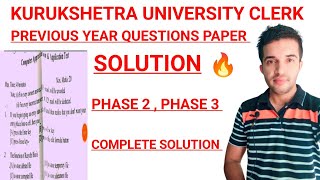 KUK CLERK PREVIOUS YEAR QUESTIONS PAPER SOLUTION  KURUKSHETRA UNIVERSITY CLERK PREVIOUS YEAR PAPER [upl. by Dolan768]