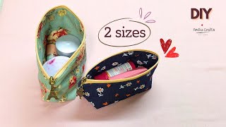 You can make a simple zipper pouch with one piece of cloth  Sewing Tutorial [upl. by Davon]