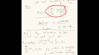 Lecture Week 7 Wednesday part 3 Examples of Weierstrass Mtest in action [upl. by Eiuqnimod328]