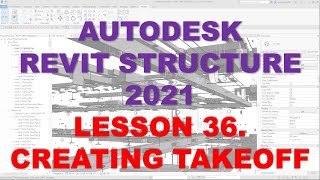 REVIT STRUCTURE 2021  STEP BY STEP TUTORIAL  36 CREATING TAKEOFF [upl. by Wearing]