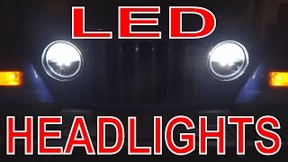 LED Headlights Install TruckLite LED Front Lights on Jeep TJ Wrangler [upl. by Adrianne]