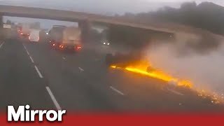 Caught on video Moment drunk driver causes motorway crash [upl. by Notecnirp]