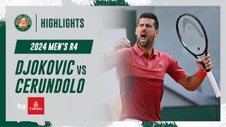 Djokovic vs Cerundolo Round 4 Highlights  RolandGarros 2024 [upl. by Oinoitna]