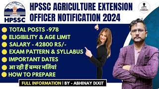 HPSSC Agriculture Extension Officer Notification 2024  HPSSC AEO Exam 2024  Exam Pattern Syllabus [upl. by Erastes441]