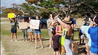 Saipan protestors call for United Airlines to reopen petsafe travel [upl. by Noeled427]