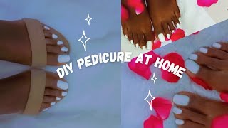 How toDIY Pedicure White toe Nails easy tutorialGet pretty feetTransforming toe nails [upl. by Gorrono465]