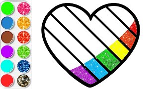 Coloriage Coeur Brillant Apprendre les couleurs amp Planète coloriage [upl. by Ardnazxela5]