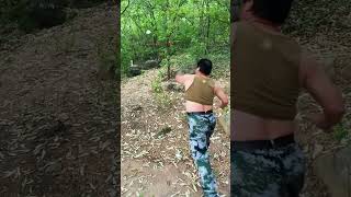 The performance of stone throwing skills of mountain master 113 [upl. by Scott]