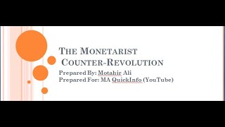 The Monetarist Counterrevolution by M Friedman and Monetarist Propositions [upl. by Ahsad]