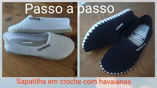 Alpargatas em crochê havaianas como furar solado lindo chinelo de crochê passo a passo [upl. by Lawton]