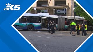 Sound Transit bus crashes into structure in downtown Seattle [upl. by Oilcareh]