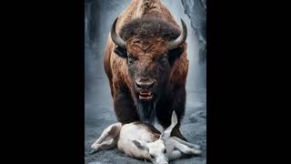 American bison vs White Animals Battle Lion Tiger Wolf Hyena polar bear [upl. by Jaquelyn]