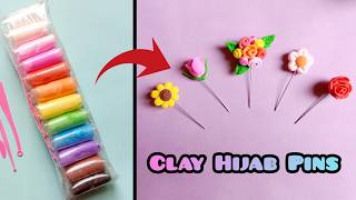 How to make hijab pin at home  DIY clay hijab pin  Floral hijab pins 🌺🌹  ArtisticHaiqa [upl. by Affra]