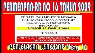 Permenpan RB Nomor 16 Tahun 2009 Tentang Jabatan Fungsional Guru amp Angka Kreditnya [upl. by Kirt553]