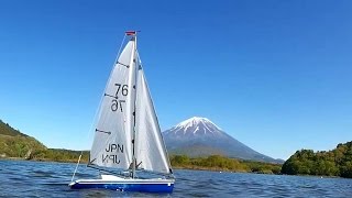 Micro Magic Racing RC yacht sailing against the backdrop of Mt Fuji [upl. by Riba441]