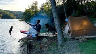 3 DAYS solo survival CAMPING Catch and Cook Primitive Fishing Bushcraft Skills Tent Shelter [upl. by Aicinod170]