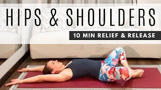 10 min Beginner Yoga for HIPS and SHOULDERS  Increase flexibility and reduce pain [upl. by Gnilsia]