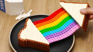 Eating RAINBOW Grilled Cheese Sandwich LEGO Food Challenge 🥪🌈 LEGO Breakfast Recipe [upl. by Halullat]