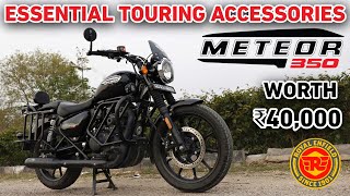 METEOR 350 TOURING SETUP  ROYAL ENFIELD METEOR 350 ACCESSORIES  MODIFIED METEOR 350 FOR LONG RIDES [upl. by Filipe499]