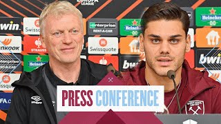 David Moyes amp Konstantinos Mavropanos Press Conference  Olympiacos FC v West Ham [upl. by Eicyac]