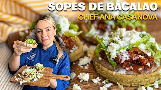 Antojito Mexicano  Sopes de tinga de Bacalao Noruego  Chef Ana Casanova recetas [upl. by Gnuy]