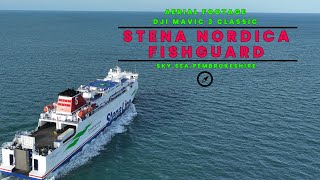 Experience A Birds Eye View of Stena Nordicas Departure From Fishguard 4K Aerial Drone Footage [upl. by Anaitsirc648]