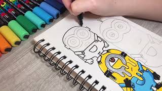 Drawing MINIONS in 3 DIFFERENT effects with Posca Markers [upl. by Annette]