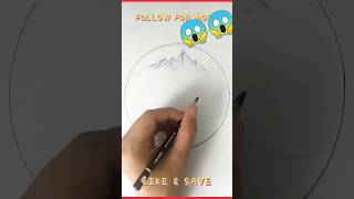 Pencil shading drawing easy in circle scenery 😱 shorts [upl. by Mariejeanne]