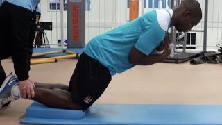 Micah Richards gym workout  How to do the Nordic hamstring curl  Injury prevention [upl. by Yakcm545]