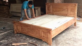 Amazing Techniques Carpenters Woodworking Skills Easy  How To Building And Assembly A Bed [upl. by Reffinej402]