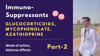 Immunosuppressants part 2 Glucocorticoids Azathioprine Mycophenolate mofetil Mechanism of action [upl. by Ark]